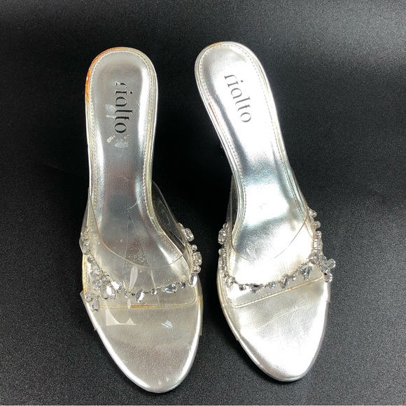 Rialto Onasis Women’s Clear Silver Heel Sandals Size 6M - Picture 3 of 10